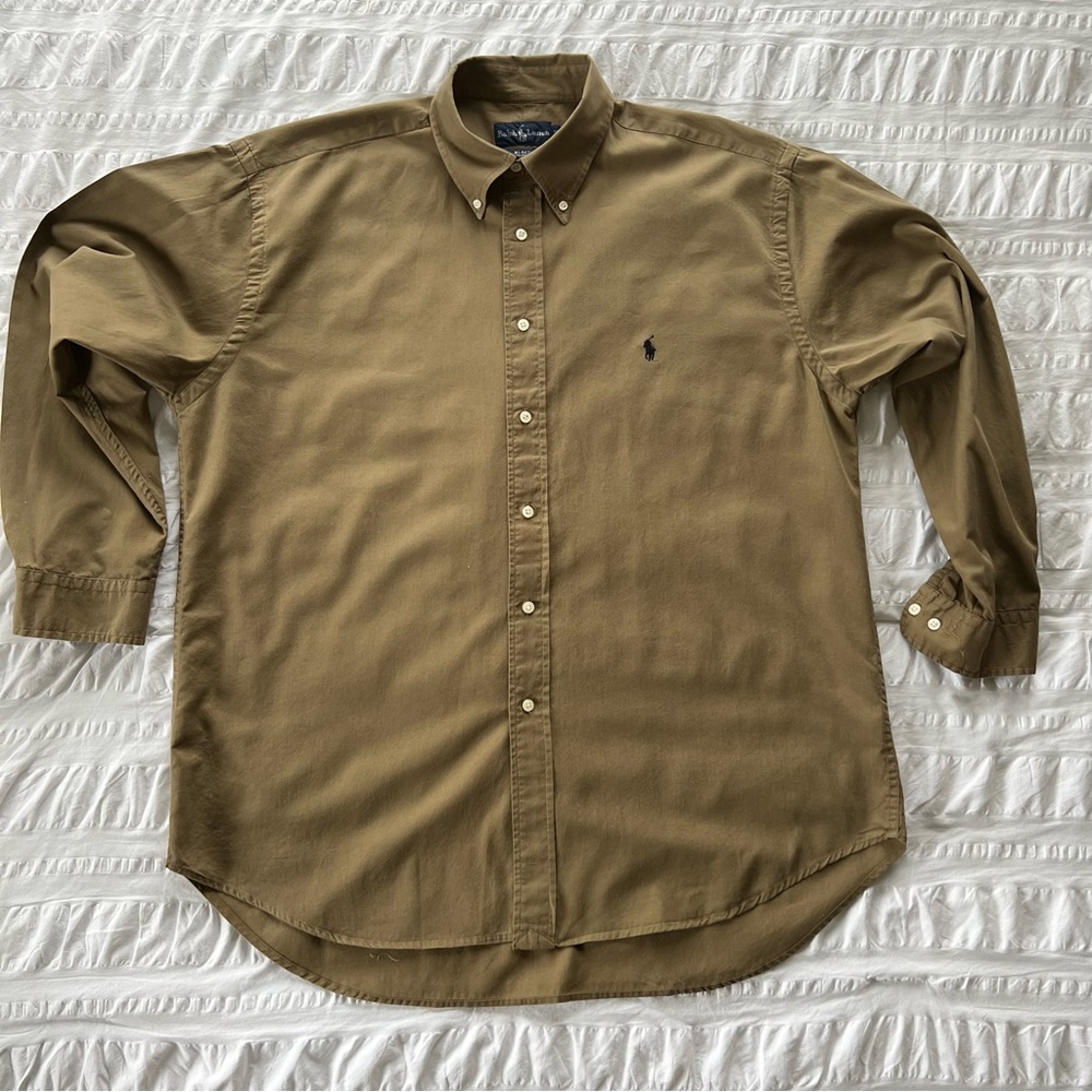 Ralph Lauren Long Sleeve Polo (Blake) Shirt in XL. Olive green color.
